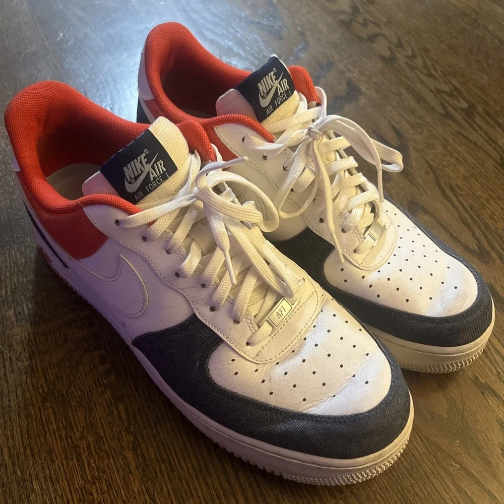 Size 13 - Nike Air Force 1 '07 LX White Red Denim